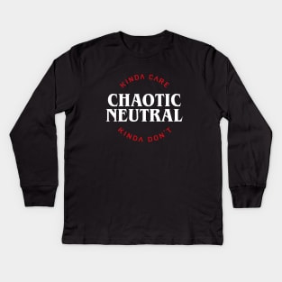 Funny Chaotic Neutral Alignment Kinda Care Kinda Don't Tabletop RPG Addict Kids Long Sleeve T-Shirt